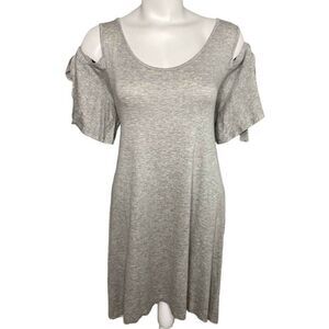 CoverStitched Heather Gray Cold Shoulder Soft A Line Dress sz‎ Large NEW